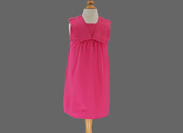 hot pink color, girl baby & toddler dress, sailor collar