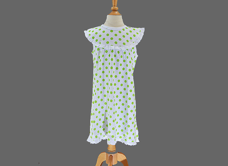Big Hot Green Dots Girl Toddler Sleeveless Dress