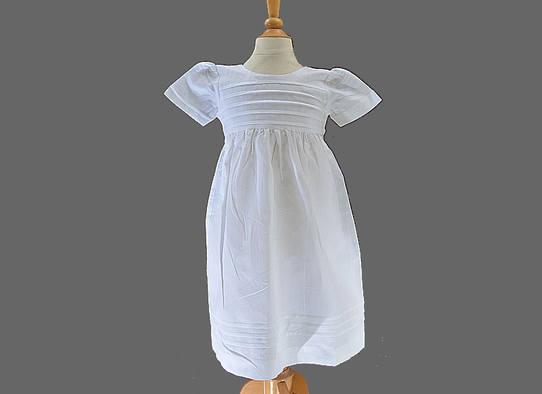 girl toddler white cotton dress, pleated