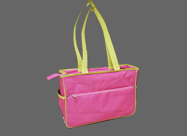 Diaper Caddy Bag. Hot Pink with Hot Green Belt